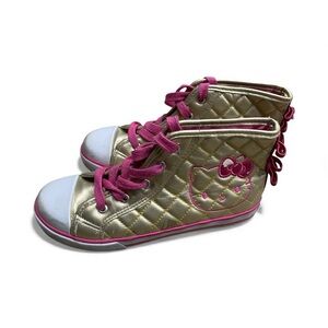 Hello Kitty Girl's Hi-Top Sneakers Sz 3 pink/gold shoes